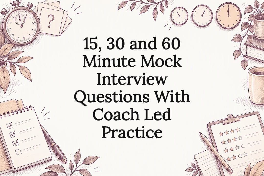 15, 30 and 60 Minute Mock Interview Questions With Coach Led Practice